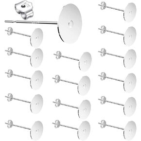 30 زوجًا من الأقراط المطلية بالفضة الإسترلينية 925، والأقراط المسطحة، ودبابيس الأقراط الفارغة المضادة للحساسية، وحلق خلفي مطلي بالفضة الإسترلينية 925، توجد في صناعة المجوهرات (5 مم 8 مم) in Kuwait