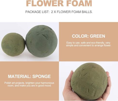 Yardwe 2pcs Floral Foam Ball Green Flower Foam Sphere Flower Mud Foam Florist Sponge Floral Arranging Supplies in Kuwait