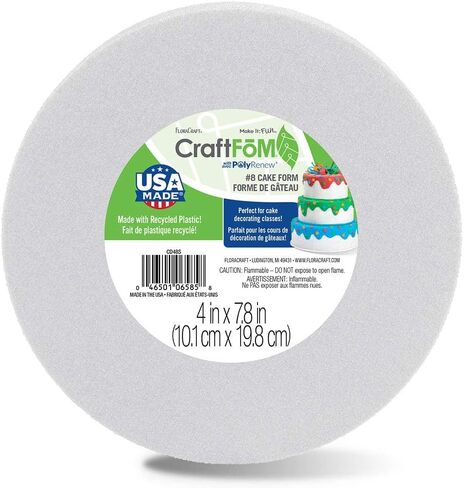 FloraCraft CraftFōM Round Cake Form 4 Inch x 7.8 Inch White in Saudi Arabia