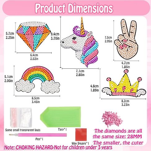 Yowamho Diamond Painting Kits for Kids - 5PCS Unicorn Series 5D Diamond Painting Stickers, Gem Painted by Numbers for Children and Adult Beginners, Best Gift Ideas. in Kuwait