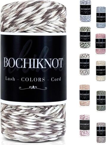 حبل BOCHIKNOT Macrame مقاس 5 مم × 105 ياردة - سلك قطني متعدد الألوان للتعليق على جدران Macrame وشماعات النباتات والحرف اليدوية - حبل حبل Macrame فردي - سلسلة غزل Macrame المتخصصة (رمادي داكن) in Kuwait