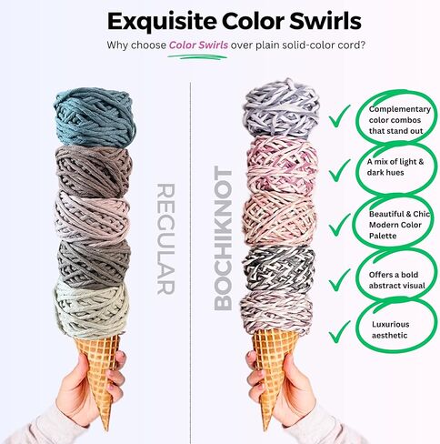 حبل BOCHIKNOT Macrame مقاس 5 مم × 105 ياردة - سلك قطني متعدد الألوان للتعليق على جدران Macrame وشماعات النباتات والحرف اليدوية - حبل حبل Macrame فردي - سلسلة غزل Macrame المتخصصة (رمادي داكن) in Kuwait