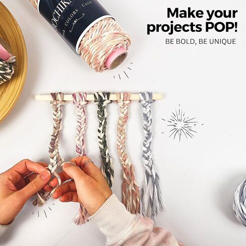حبل BOCHIKNOT Macrame مقاس 5 مم × 105 ياردة - سلك قطني متعدد الألوان للتعليق على جدران Macrame وشماعات النباتات والحرف اليدوية - حبل حبل Macrame فردي - سلسلة غزل Macrame المتخصصة (رمادي داكن) in Kuwait