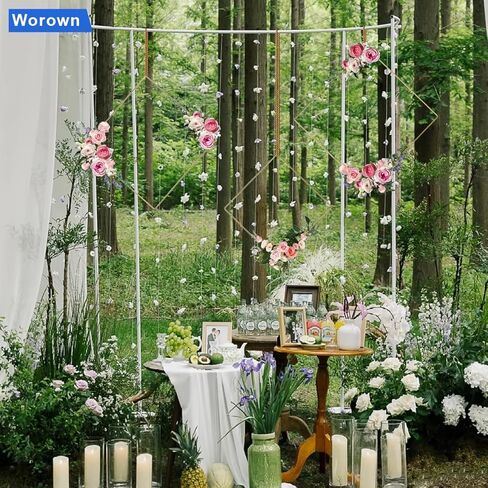 Worown 6 حزمة 8 بوصة مربعة معدنية الزهور هوب إكليل، حلقات الفضة الماسك حلم لعيد الميلاد DIY وإكليل الزفاف، حلم الماسك وMacrame الجدار شنقا الحرف in Kuwait