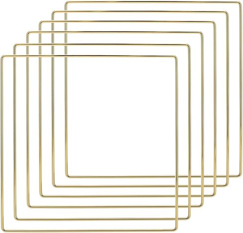 Worown 6 حزمة 8 بوصة مربعة معدنية الزهور هوب إكليل، حلقات الفضة الماسك حلم لعيد الميلاد DIY وإكليل الزفاف، حلم الماسك وMacrame الجدار شنقا الحرف in Kuwait