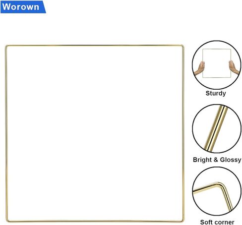 Worown 6 حزمة 8 بوصة مربعة معدنية الزهور هوب إكليل، حلقات الفضة الماسك حلم لعيد الميلاد DIY وإكليل الزفاف، حلم الماسك وMacrame الجدار شنقا الحرف in Kuwait