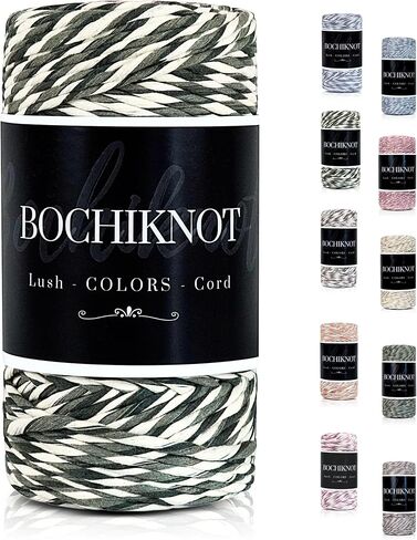 حبل BOCHIKNOT Macrame مقاس 5 مم × 105 ياردة - سلك قطني متعدد الألوان للتعليق على جدران Macrame وشماعات النباتات والحرف اليدوية - حبل حبل Macrame فردي - سلسلة غزل Macrame المتخصصة (رمادي داكن) in Kuwait