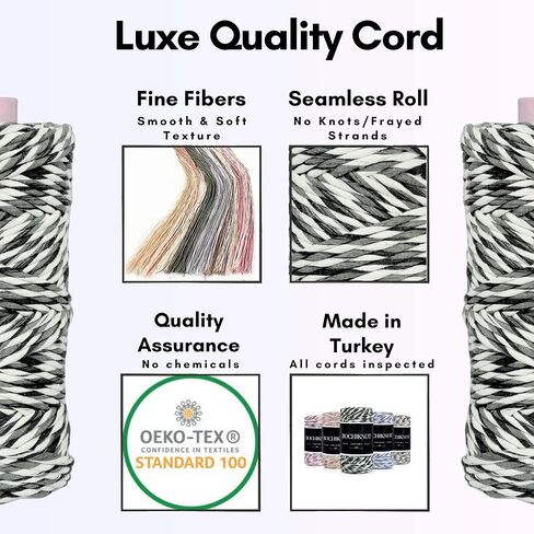 حبل BOCHIKNOT Macrame مقاس 5 مم × 105 ياردة - سلك قطني متعدد الألوان للتعليق على جدران Macrame وشماعات النباتات والحرف اليدوية - حبل حبل Macrame فردي - سلسلة غزل Macrame المتخصصة (رمادي داكن) in Kuwait
