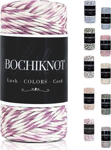 حبل BOCHIKNOT Macrame مقاس 5 مم × 105 ياردة - سلك قطني متعدد الألوان للتعليق على جدران Macrame وشماعات النباتات والحرف اليدوية - حبل حبل Macrame فردي - سلسلة غزل Macrame المتخصصة (رمادي داكن) in Kuwait