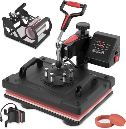 Seeutek Heat Press 5 in 1,12x15 بوصة آلة الضغط الحراري 360 درجة سوينغ بعيدا الرقمية تي شيرت آلة الضغط متعددة الوظائف نقل الحرارة التسامي التحرير والسرد للقمصان الأكواب قبعة لوحة غطاء in Kuwait