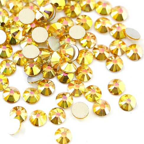 Towenm 3000 Pieces Flatback Rhinestones for Nails, 2mm Glue Fix Glass Flat Back Crystals, for Nail Art Face Craft, Non Hotfix Flatback Crystal Loose Gemstones (Amber, 2mm / SS6) in Kuwait