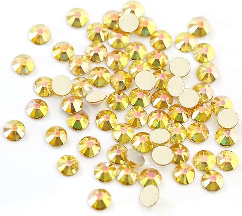 Towenm 3000 Pieces Flatback Rhinestones for Nails, 2mm Glue Fix Glass Flat Back Crystals, for Nail Art Face Craft, Non Hotfix Flatback Crystal Loose Gemstones (Amber, 2mm / SS6) in Kuwait