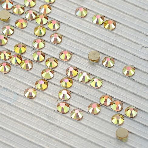 Towenm 3000 Pieces Flatback Rhinestones for Nails, 2mm Glue Fix Glass Flat Back Crystals, for Nail Art Face Craft, Non Hotfix Flatback Crystal Loose Gemstones (Amber, 2mm / SS6) in Kuwait