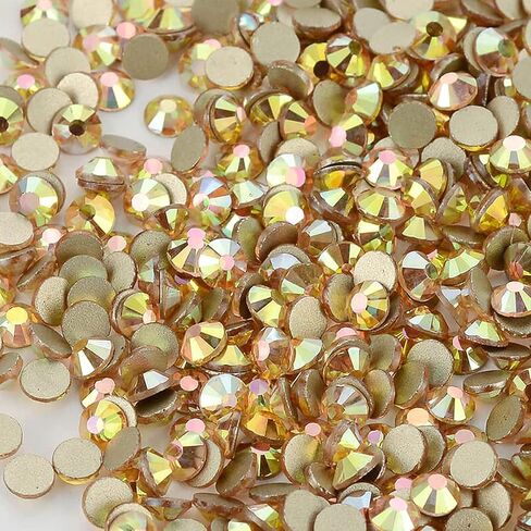Towenm 3000 Pieces Flatback Rhinestones for Nails, 2mm Glue Fix Glass Flat Back Crystals, for Nail Art Face Craft, Non Hotfix Flatback Crystal Loose Gemstones (Amber, 2mm / SS6) in Kuwait