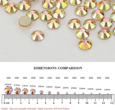 Towenm 3000 Pieces Flatback Rhinestones for Nails, 2mm Glue Fix Glass Flat Back Crystals, for Nail Art Face Craft, Non Hotfix Flatback Crystal Loose Gemstones (Amber, 2mm / SS6) in Kuwait