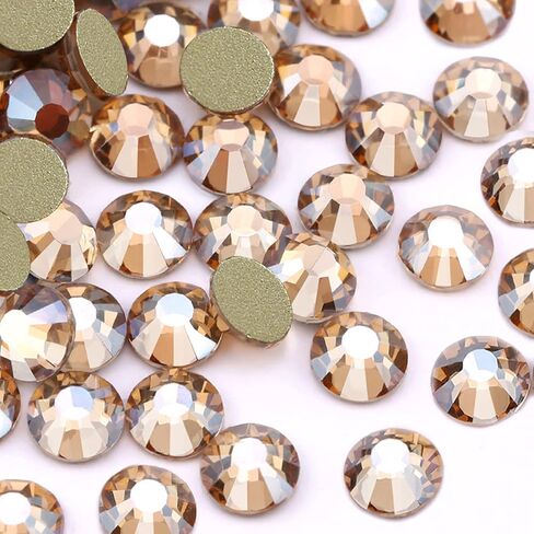 Towenm 3000 Pieces Flatback Rhinestones for Nails, 2mm Glue Fix Glass Flat Back Crystals, for Nail Art Face Craft, Non Hotfix Flatback Crystal Loose Gemstones (Amber, 2mm / SS6) in Kuwait