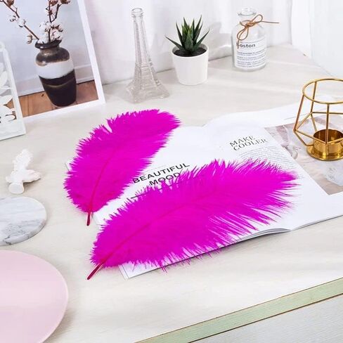 10pcs Large Black Ostrich Feathers 16-18 inch Fluffy Feather for Crafts Home Party Decoration Wedding Centerpieces Clothes Vase Decor in Kuwait