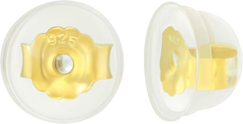 Hypoallergenic 14K Gold Plated 925 Sterling Silver Earring Backs for Studs Coated with Soft Clear Silicone 3 Pairs Earring Backs Stoppers in Kuwait
