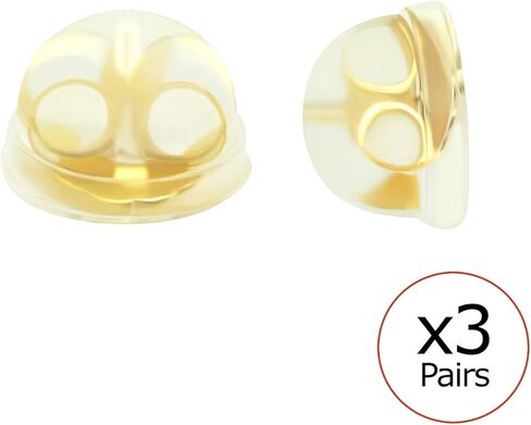 Hypoallergenic 14K Gold Plated 925 Sterling Silver Earring Backs for Studs Coated with Soft Clear Silicone 3 Pairs Earring Backs Stoppers in Kuwait