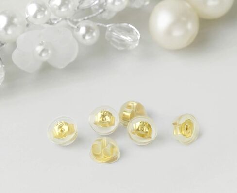 Hypoallergenic 14K Gold Plated 925 Sterling Silver Earring Backs for Studs Coated with Soft Clear Silicone 3 Pairs Earring Backs Stoppers in Kuwait