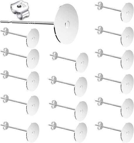 30 زوجًا من الأقراط المطلية بالفضة الإسترلينية 925، والأقراط المسطحة، ودبابيس الأقراط الفارغة المضادة للحساسية، وحلق خلفي مطلي بالفضة الإسترلينية 925، توجد في صناعة المجوهرات (5 مم 8 مم) in Kuwait