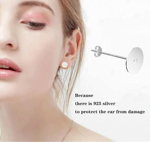 30 زوجًا من الأقراط المطلية بالفضة الإسترلينية 925، والأقراط المسطحة، ودبابيس الأقراط الفارغة المضادة للحساسية، وحلق خلفي مطلي بالفضة الإسترلينية 925، توجد في صناعة المجوهرات (5 مم 8 مم) in Kuwait