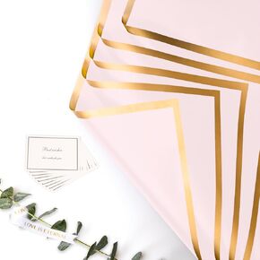 20 قطعة من ورق تغليف الزهور من fuceury توفر ورق تغليف زهور مقاوم للماء مع شريط وبطاقات مقاس 22.8 × 22.8 بوصة (وردي مع حافة ذهبية) in Kuwait