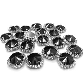Flat Back Rhinestones Buttons Embellishments with Diamond, Sew On Crystals Glass Rhinestone for Clothing Wedding Bouquet(20pcs) Black in Kuwait