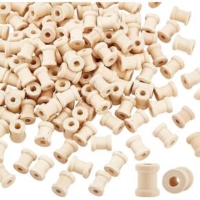 OLYCRAFT 150pcs 12x18mm Wooden Empty Spools Mini Empty Thread Spools Wood Empty Bobbins 5mm Hole Natural Wire Weaving Bobbins Wooden Bobbins for Arts and DIY Crafts Sewing Supplies