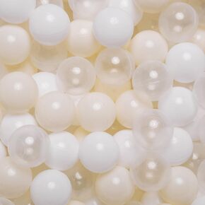 GOGOSO Ball Pit Balls Bundle - 170-Piece Set | Crush Proof, Safe Plastic Balls | Ideal for Babies, Kids | 50pcs 2.2inch + 50pcs 2.75inch | Endless Fun, White+Beige+Clear