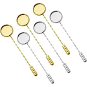 60PCS Flat Round Tray Lapel Pin Round Tray Brooch Pin Stick Stainless Steel Brooch Pin Needle Suit Round Safety Stick Pins Brooch for Tie Hat Pin Scarf Badge (Gold, Silver, Antique Bronze) in Kuwait