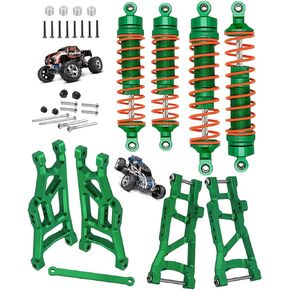 Suspension Arms & Shock Upgrades Part for 1/10 Rustler VXL 2wd/Stampede VXL 2wd,Alloy Front Rear Shock Absorbers and Swing A Arms Hops up,Red