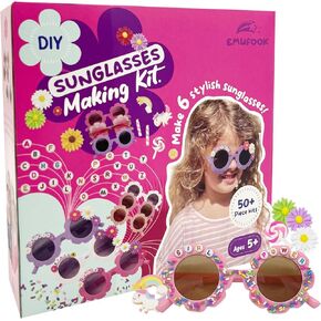 EMUFOOK 200pcs DIY Kids النظارات الشمسية صنع عدة هدايا عيد ميلاد للأطفال للفتيات من عمر 5-12 سنة نظارات شمسية على شكل زهرة مع حرف ديزي خرز الحلوى هدايا الحفلات الفنون والحرف اليدوية للأطفال الذين تتراوح أعمارهم بين 5 6 7 8 9 10 11 12 in Kuwait