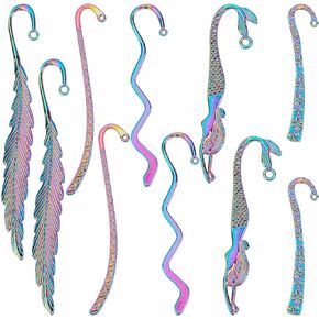 SUNNYCLUE 1 Box 10Pcs Bookmark Hooks Bulk Metal Hook Bookmarks 2.5~4.5" Beading Antique Tibetan Alloy Vintage Bookmark Clip Back to School Bookmark Charms for Crafting Jewelry Making Charm DIY Craft