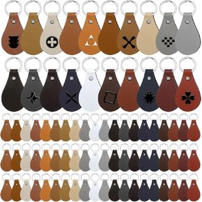 200 Pcs PU Leather Key Fob Kit 20 Colors Leather Keychain Blanks with Rivets Key Chains Bulk for DIY Craft Supplies(Classic Colors)