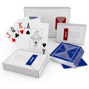 SLOWPLAY 100% Plastic Playing Cards, 2-Deck Poker Card Set, Jumbo Index, Poker Size, Superior Flexibility and Durability, Waterproof & Washable, Professional Playing Cards for Texas Hold’em Poker