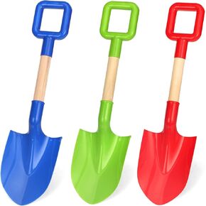16" Wood Beach Sand Shovel Toys for Kids Adults, Heavy Duty Beach Toys Shovels for Sandbox Table, Sand Toy Shovel for Shoveling, Digging, Garden Fun