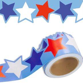 Patriotic Bulletin Board Border Red White Blue Star Border Classroom Bulletin Board Decoration 36ft Die Cut in Saudi Arabia