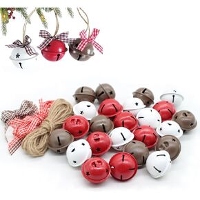 27 مجموعة من أجراس عيد الميلاد مجموعة من أجراس شجرة عيد الميلاد الأحمر والأبيض والبني أجراس لديكور الكريسماس إكليل زهور زينة شجرة عيد الميلاد in Kuwait