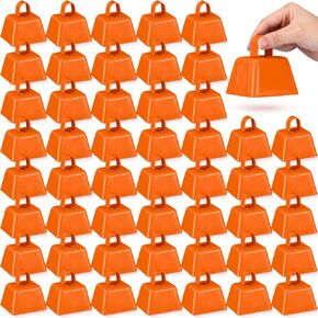 50 Pack Metal Cowbells Bulk 3 x 2.4 x 3 Inch Cow Bells with Handle Novelty Noise Maker for Sporting Events Cheering Team Spirit Weddings Graduation Baseball Football Game Party (Orange) in Kuwait