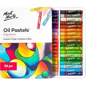 Mont Marte Watersoluble Oil Pastels in Tin Box Signature 48pc, 48 Assorted Colors, Great Blending and Layering, Comes in Storage Case, Ideal for Art, Craft, Coloring and Sketching in Saudi Arabia