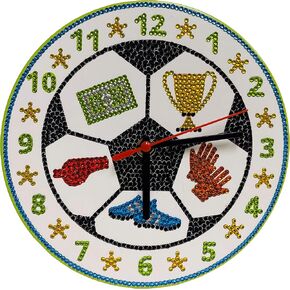 Little Learning Hands Soccer Ball Diamond Painting Kit Soccer Clock| Soccer Mosaic | Kids Crafts with Clock and Diamond Art Kit | Creative Crafts for Kids and Adults | Gifts for Girls and Boys in Kuwait