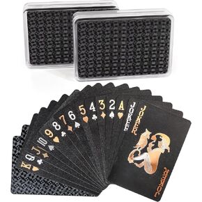 LotFancy Waterproof Playing Cards, Large Print, 100% Plastic, 2 Decks of Cards with Plastic Cases, for Texas Hold'em, Pool Beach Water Card Games, Jumbo Index Poker Size