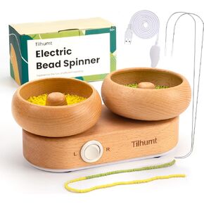 Tilhumt 2-Bowl Electric Bead Spinner, Adjustable Speed Waist Bead Spinner for Jewelry Making, Electric Beads Spinner with 2 Big Eye Needle for Making Bracelets, Necklace, Waist Chain in Kuwait
