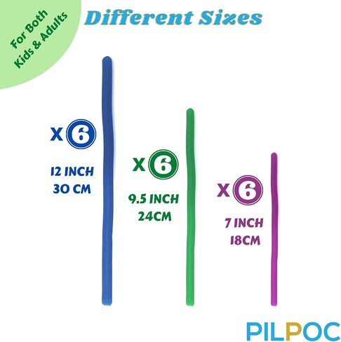 PILPOC Unbreakable Monkey Noodles Super Stretchy String Sensory Silent Fidget Toy - for Increased Focus, Released Stress, Anxiety, Sensory Kids & Adults, ADHD, Autism (18 Pack) Ramen Monkey Noodle in Kuwait