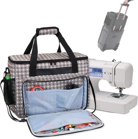 Teamoy Sewing Machine Case, Carrying Tote Bag Storage Organizer Compatible with Brother, Singer Sewing Machines and Accessories, Gray in Saudi Arabia