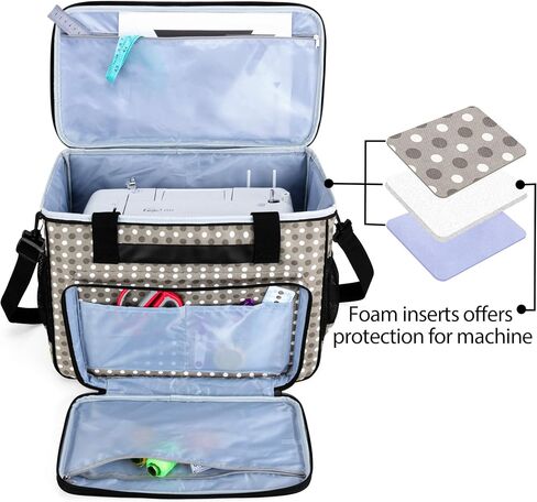 Teamoy Sewing Machine Case, Carrying Tote Bag Storage Organizer Compatible with Brother, Singer Sewing Machines and Accessories, Gray in Saudi Arabia