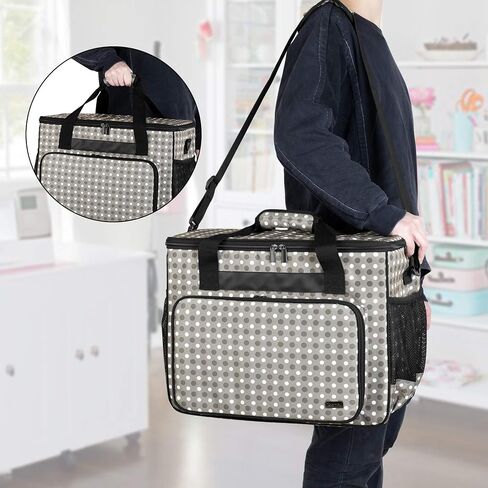 Teamoy Sewing Machine Case, Carrying Tote Bag Storage Organizer Compatible with Brother, Singer Sewing Machines and Accessories, Gray in Saudi Arabia