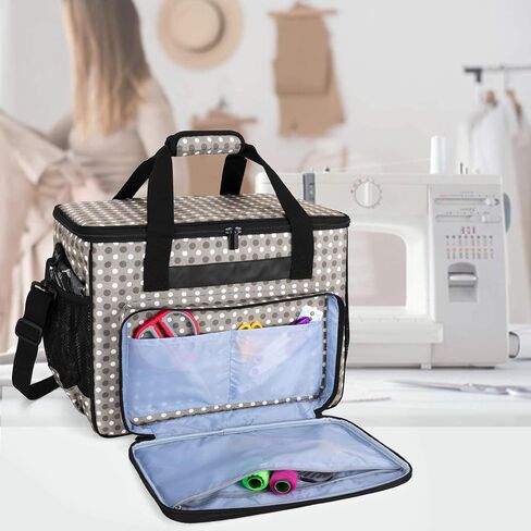 Teamoy Sewing Machine Case, Carrying Tote Bag Storage Organizer Compatible with Brother, Singer Sewing Machines and Accessories, Gray in Saudi Arabia