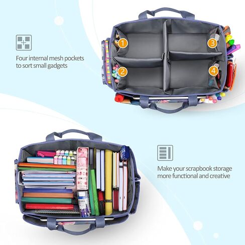 FINPAC Craft Storage Tote Bag with Multiple Pockets, Scrapbooking Carrying Case Storage Caddy with Handle for Sewing, Art, Desktop, Baby Care Supplies (Spring Bloom) in Kuwait